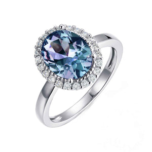 18K White Gold Alexandrite Ring with large stone "Diana"