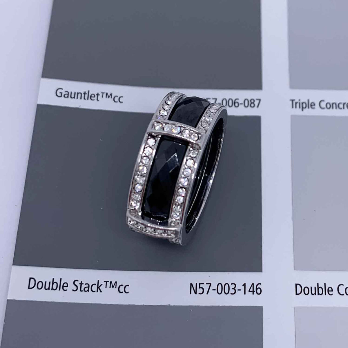 black and silver crystal dress ring resene