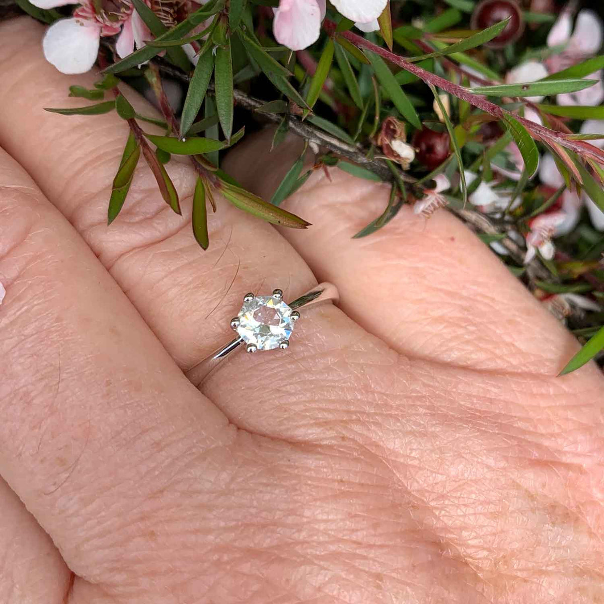 white gold engagement ring bridal crystal