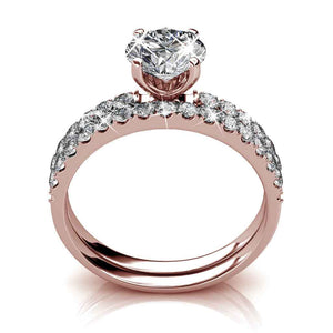 Rose-gold Crystal Wedding Ring Set "Harmony"