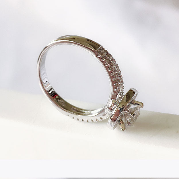 while gold engagement ring crystal diamond