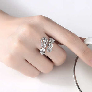 Silver Adjustable CZ Diamond Ring "Henrietta"