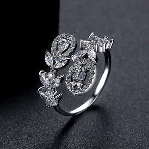 Silver Adjustable CZ Diamond Ring "Henrietta"