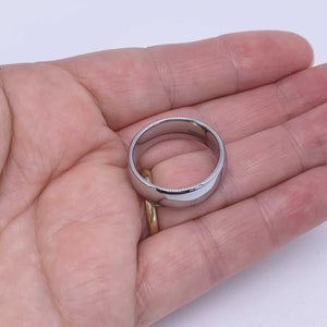 Silver tungsten carbide mens wedding ring frenelle