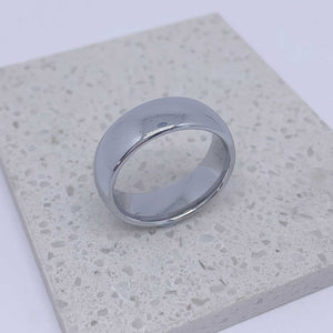 Silver tungsten carbide mens wedding ring 8mm