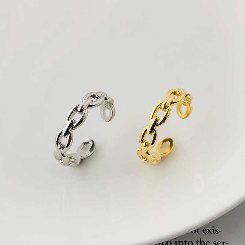 silver modern chain ring