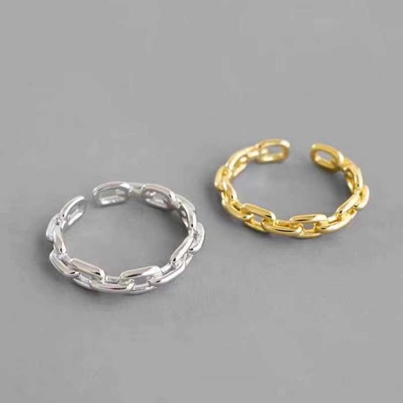 silver modern chain ring