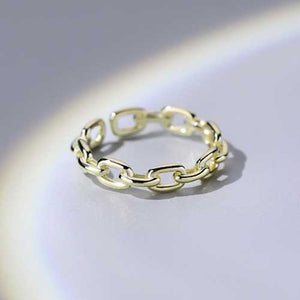 silver modern chain ring
