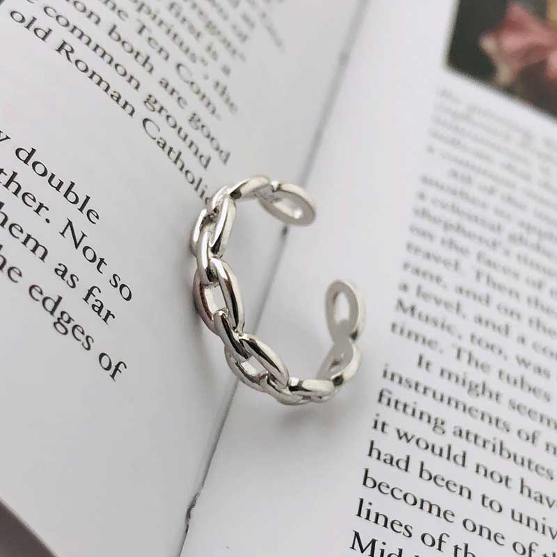 silver modern chain ring