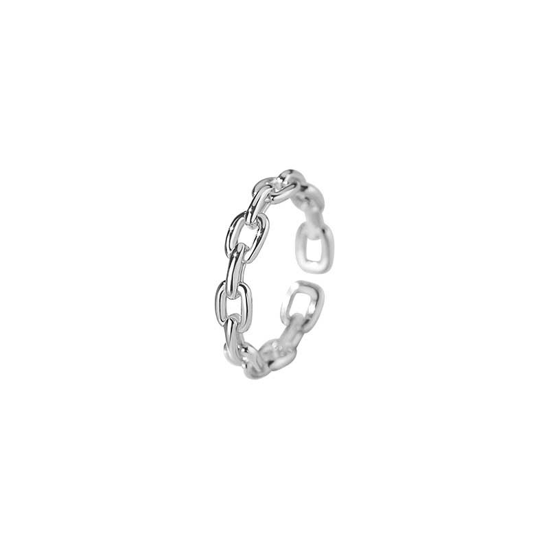 silver modern chain ring