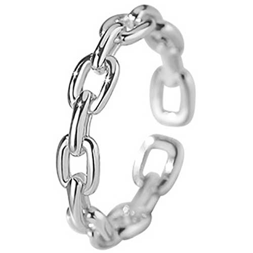 silver modern chain ring