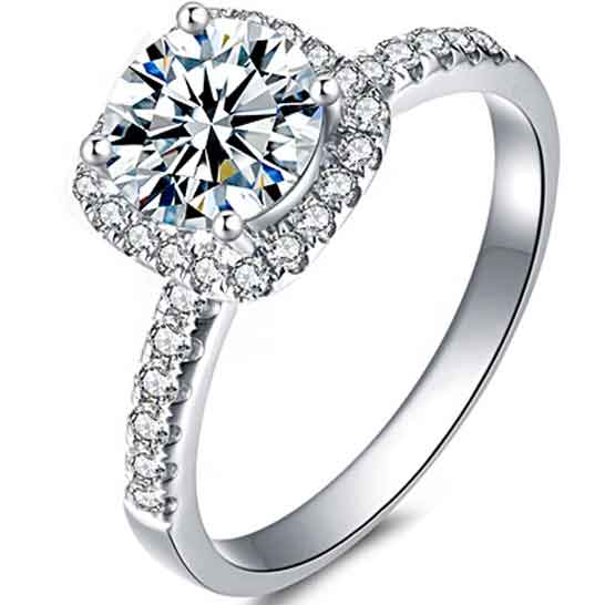 frenelle jewellery engagement ring silver moissanite