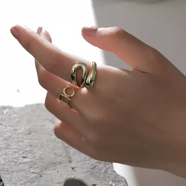 gold adjustable modern ring women