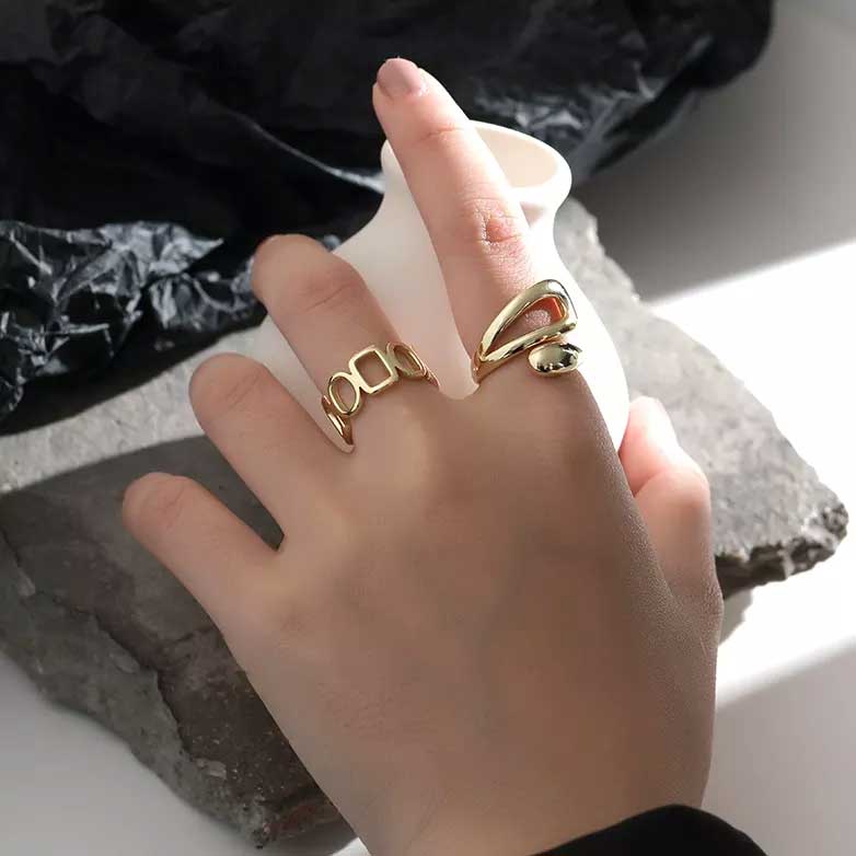 gold adjustable modern ring women