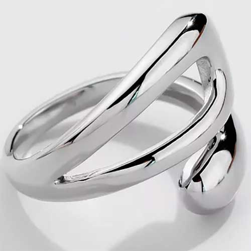 silver modern adjustable ring women