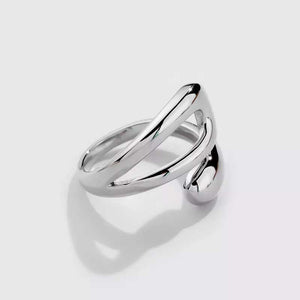 silver modern adjustable ring women