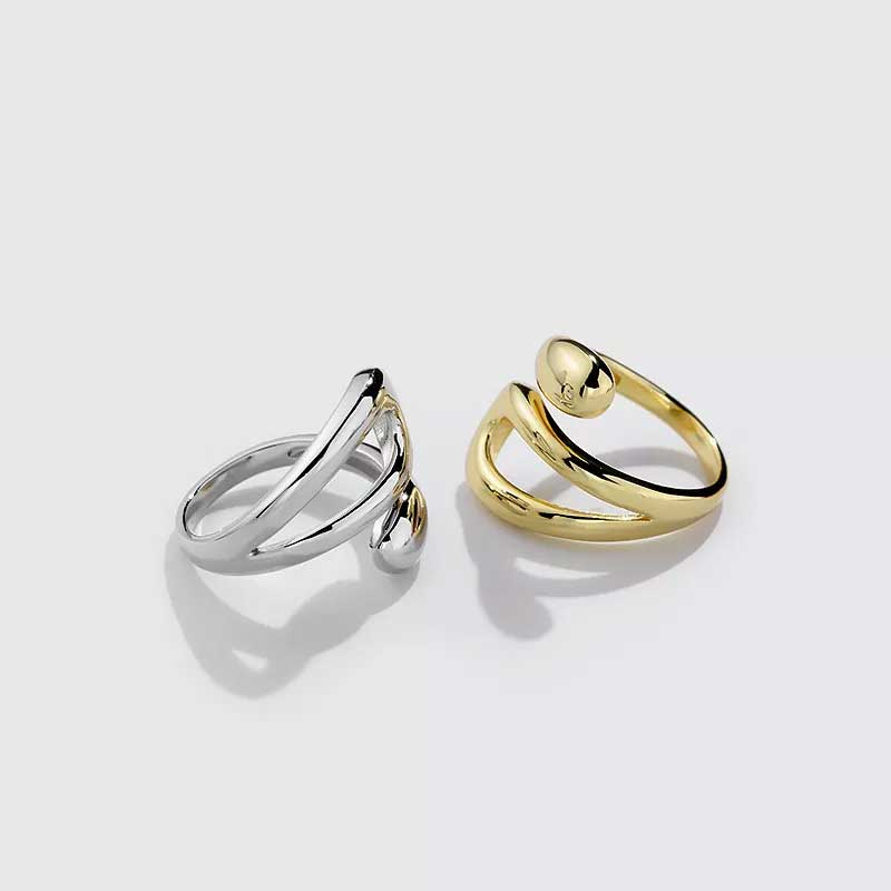 silver modern adjustable ring women