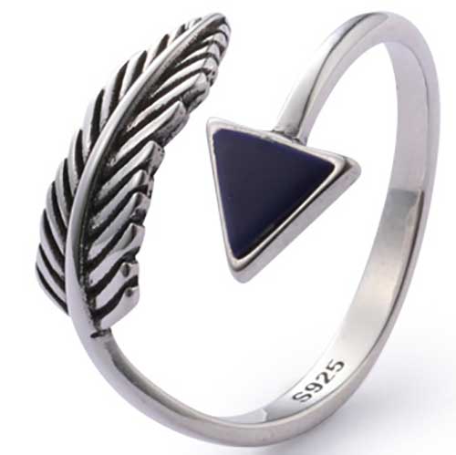 silver feather arrow ring for women girls