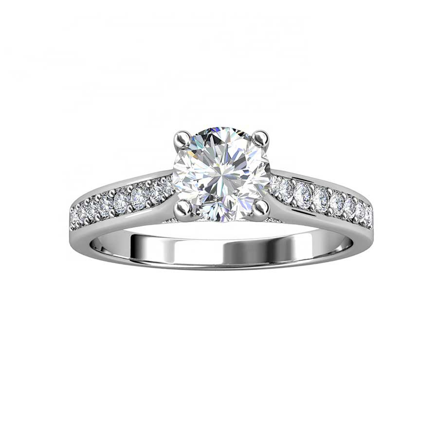 silver crystal engagement wedding ring