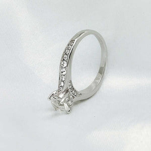 silver crystal engagement wedding ring