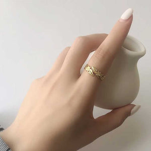gold adjustable leaf ring jewellery women
