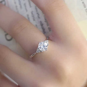 silver moissanite diamond engagement ring bridal