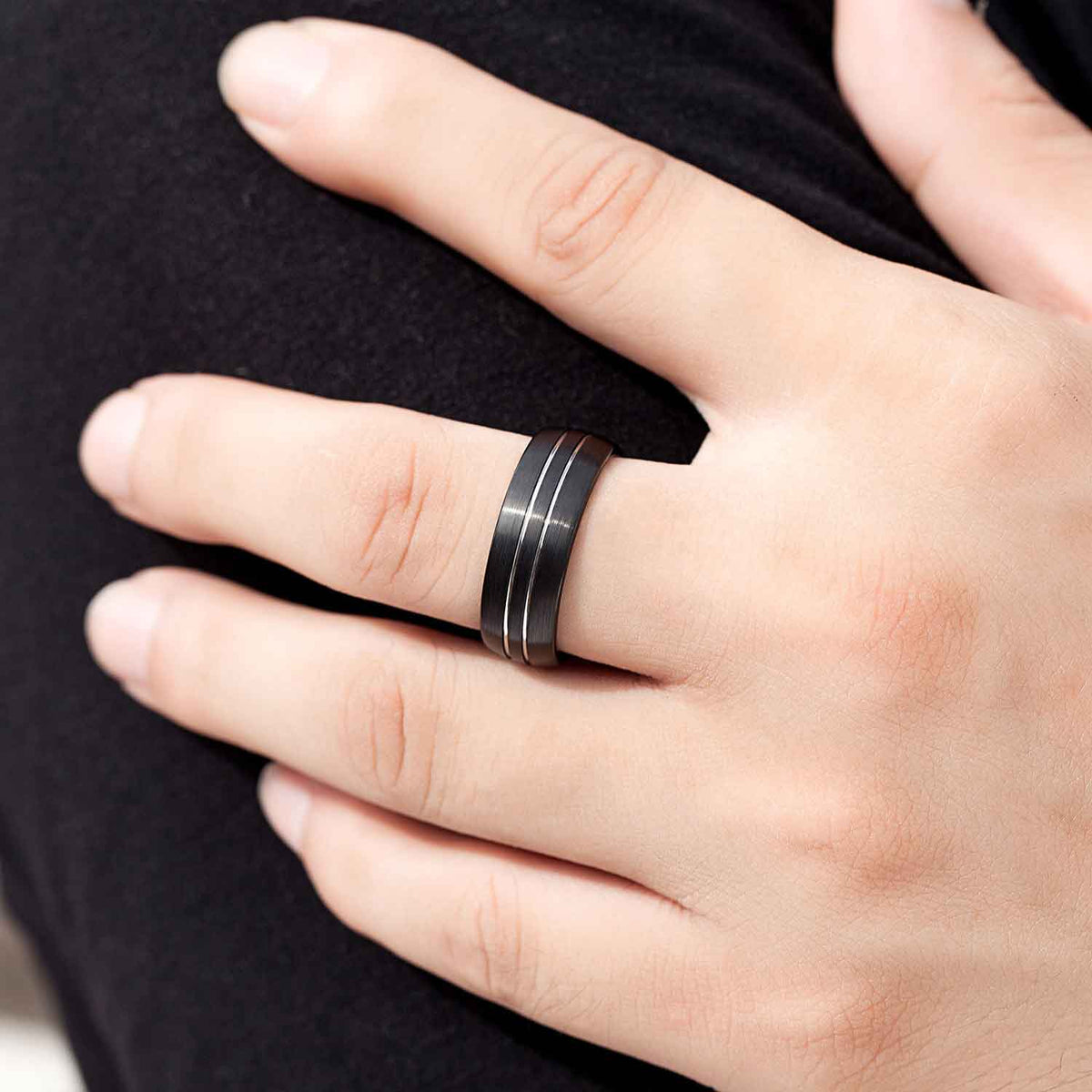 black tungsten carbide wedding ring men