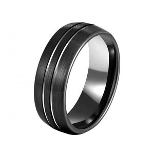 black tungsten carbide wedding ring men