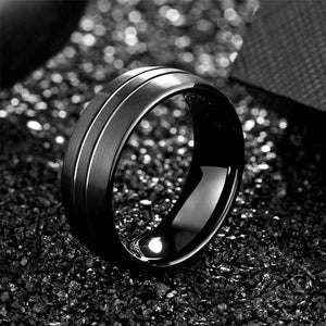 black tungsten carbide wedding ring men