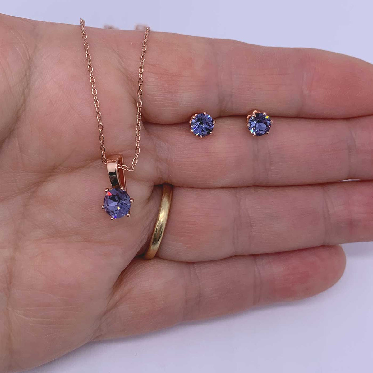 jewellery set rose gold crystal for women