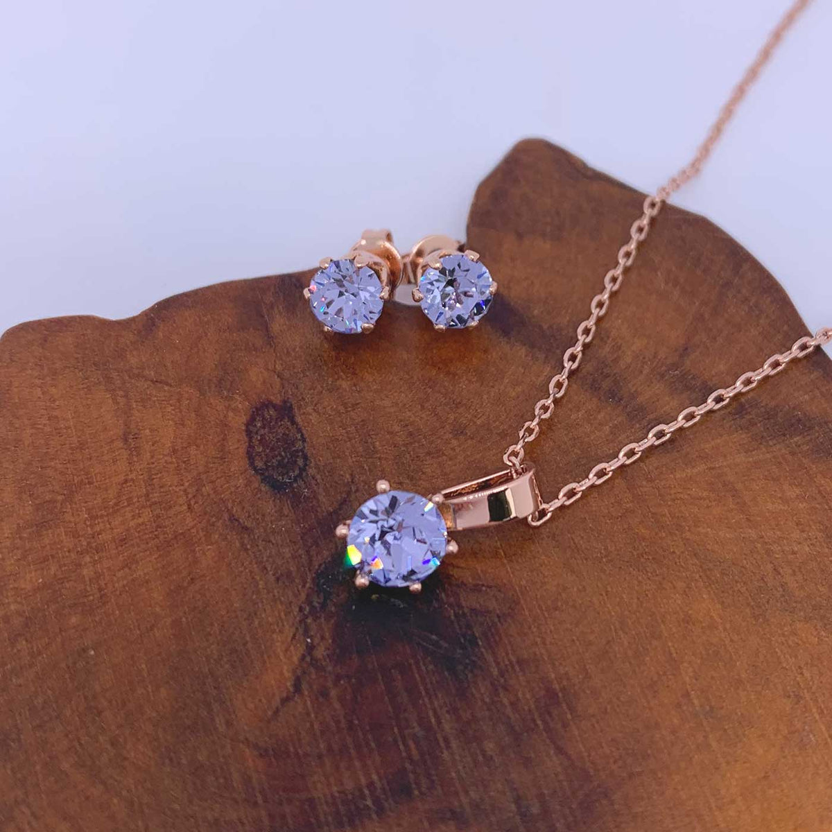 jewellery set pale blue crystals for women