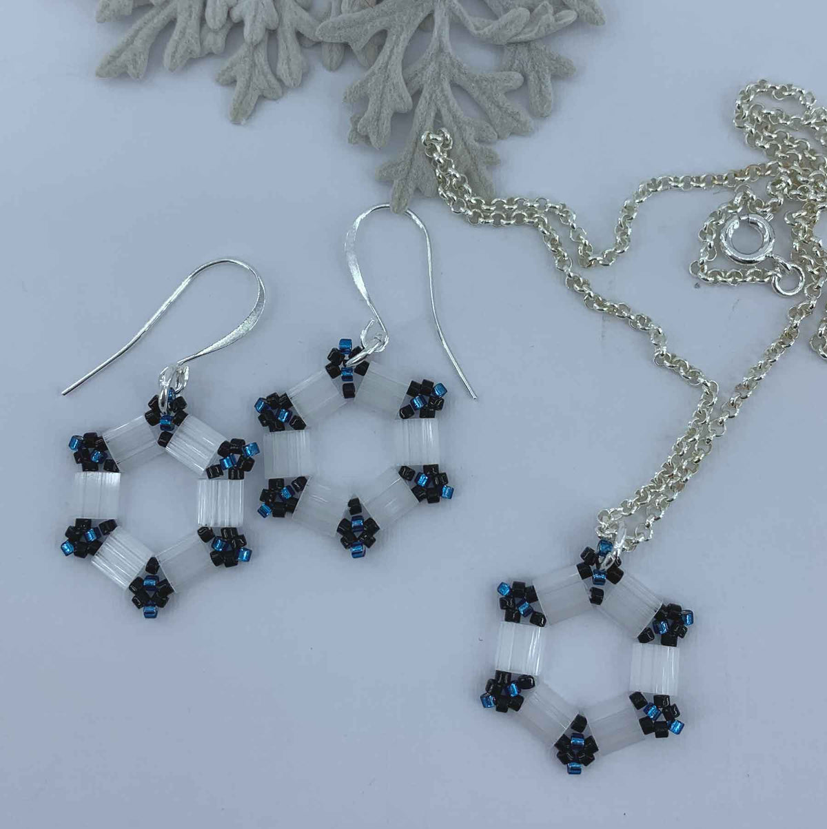 jewellery set silver white blue nz