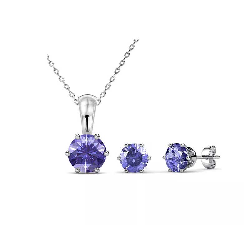 jewellery set amethyst crystal women
