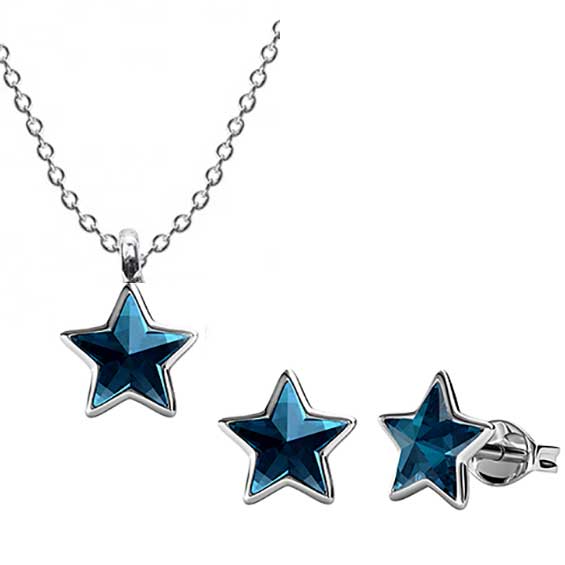 blue star crystal jewellery set