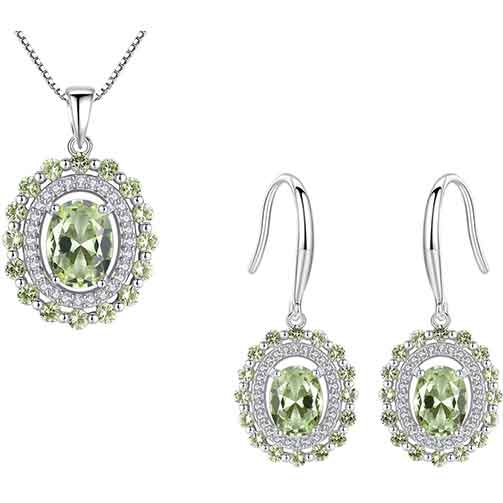 green crystal jewellery set gift for women
