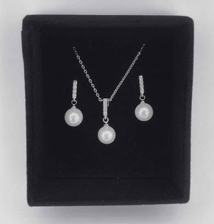18K White Gold Crystal Pearl Jewellery Set "Chantelle"