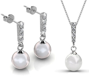 18K White Gold Crystal Pearl Earrings "Chantelle"