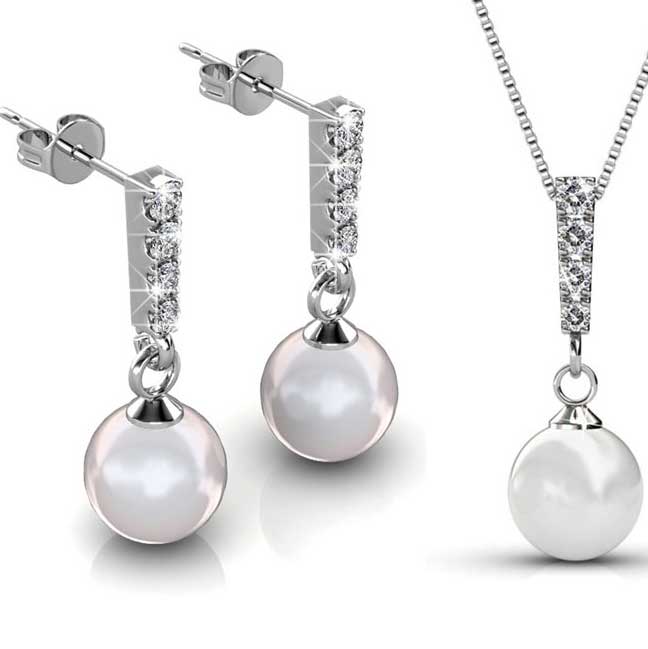 pearl crystal bridal jewellery set nz