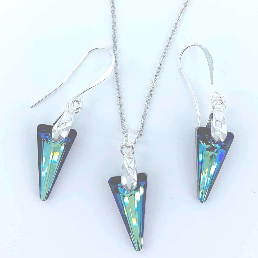 blue spike crystal jewellery set nz