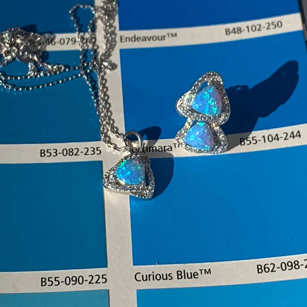 opal jewellery silver set nz