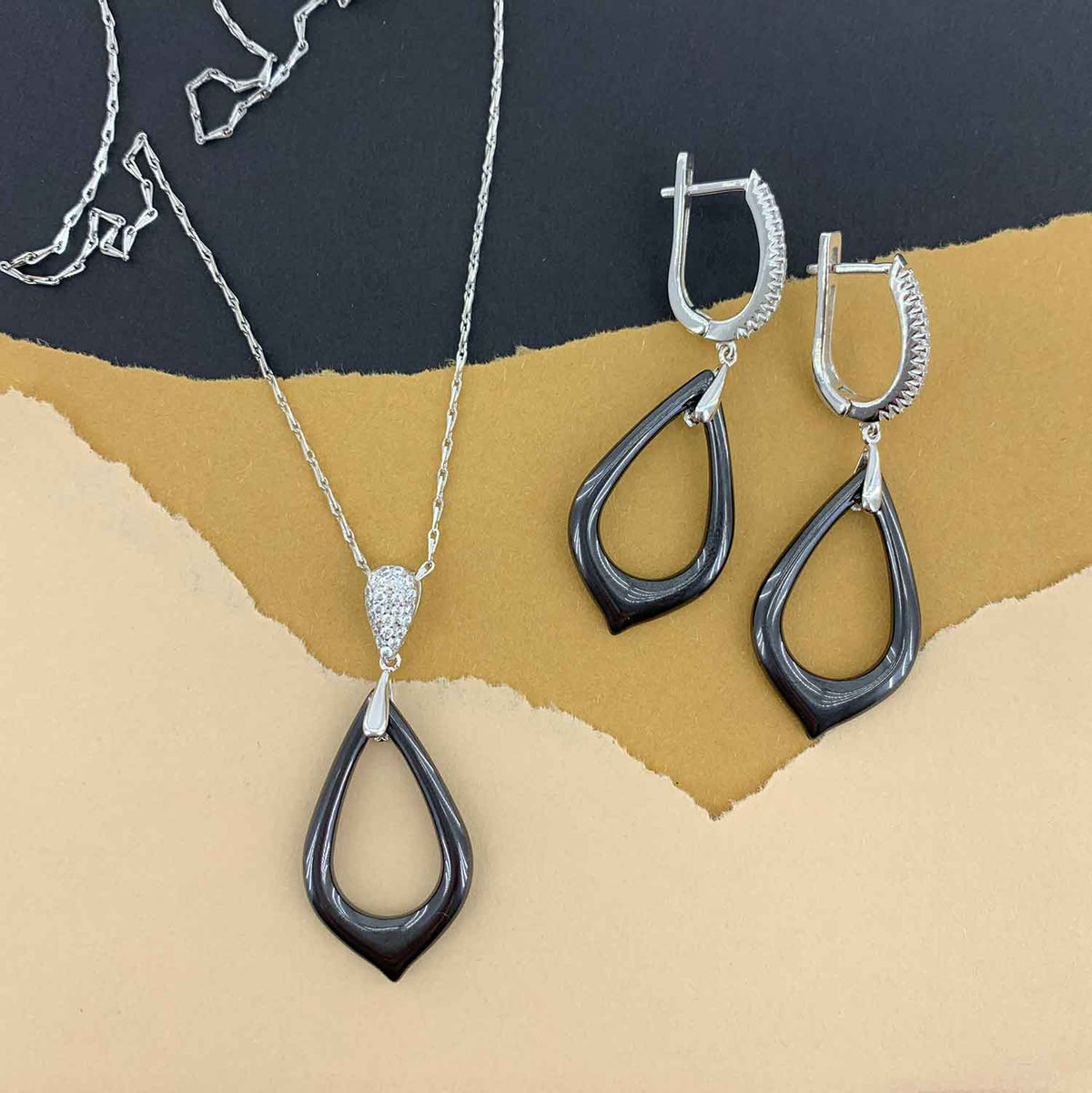 black silver jewellery set for women