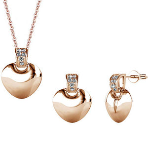 jewellery set rose gold swarovski heart