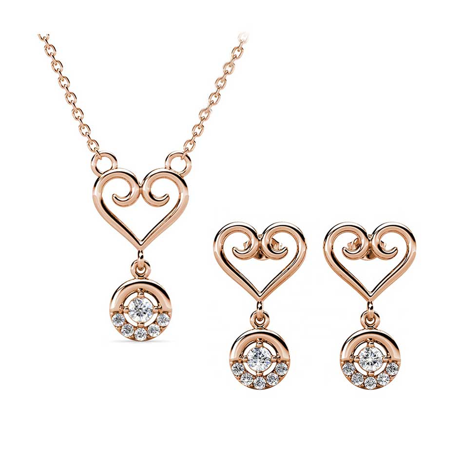 rose gold jewellery set premium crystal for women