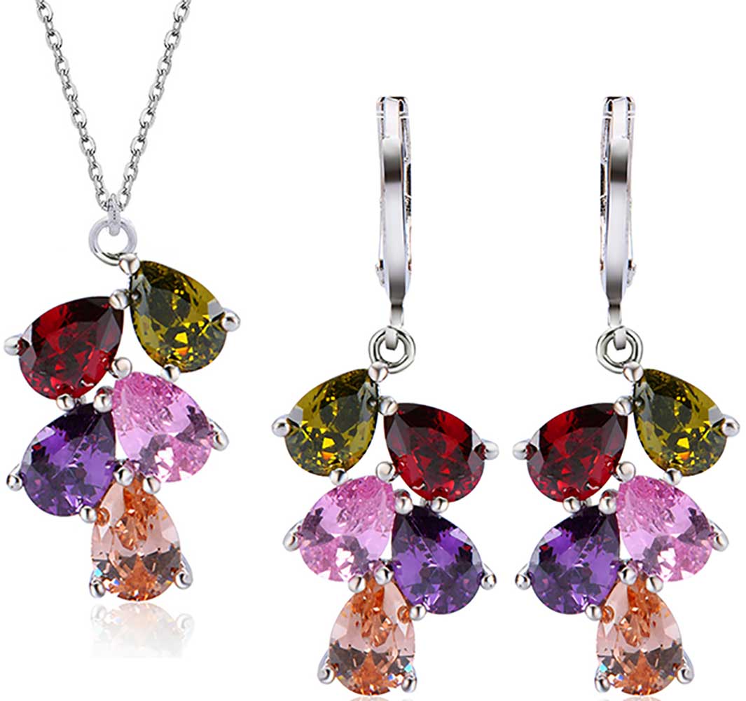 crystal coloured jewellery set nz