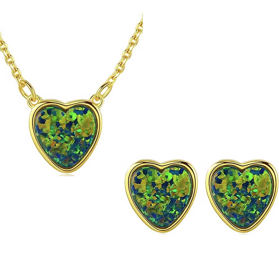 green gold opal jewellery set