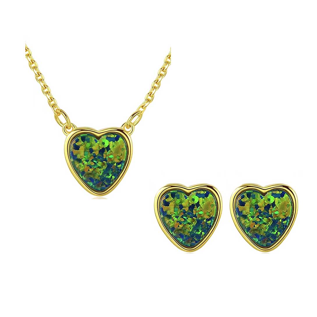 green gold opal jewellery set