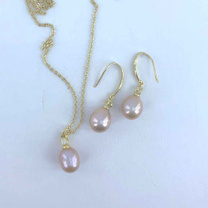 18K Gold Crystal Pearl Jewellery Set "Natashia" (Grape)