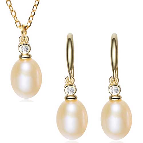 gold pearl crystal jewellery set buy local nz