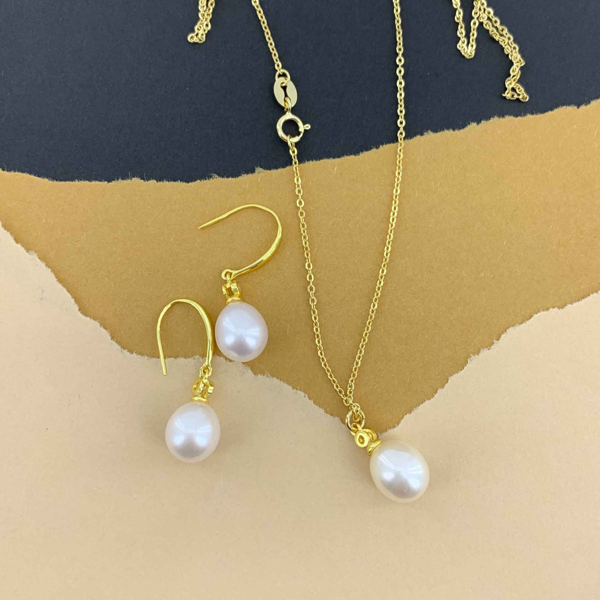 jewellery set pearls crystal gold for women