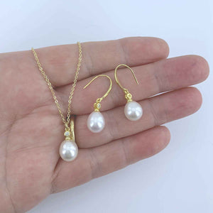 jewellery set pearls crystal gold for women